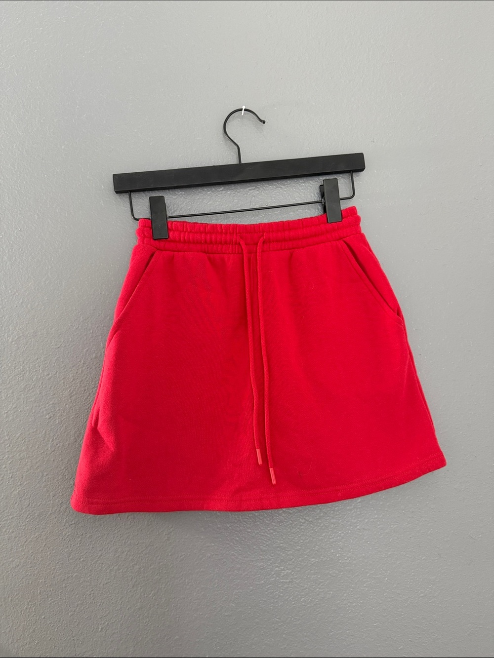 Zara Bright Red Drawstring Mini Skirt